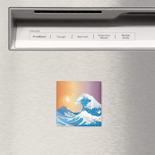 Geweldige blauwe golf met Sunny Sky Hand getekend Magneet (Insitu (Vaatwasser))