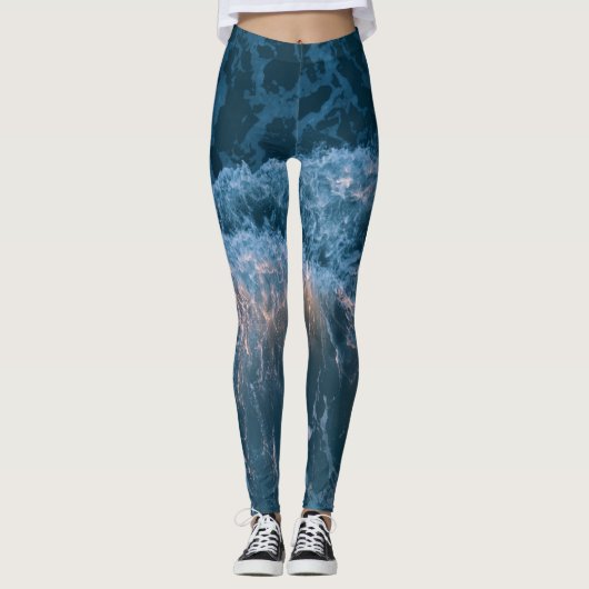 Geweldige blauwe golven leggings (Voorkant)