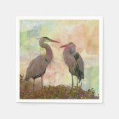 Geweldige blauwe haron Pair Digital Art Cocktail N Servet (Voorkant)