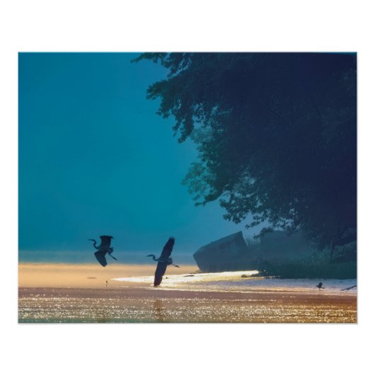 Geweldige blauwe harsen vliegen Blauwgroen Perfect Poster (Voorkant)