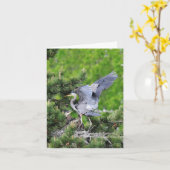 Geweldige Blauwe Heron en baby's! Kaart (Gele Bloem)