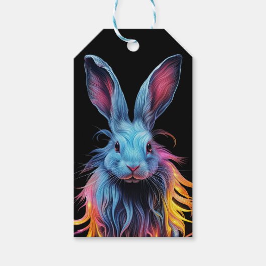 Geweldige Blauwe Konijn in Brand Cadeaulabel (Voorkant)