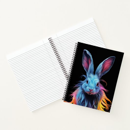 Geweldige Blauwe Konijn op Vuur  Notitieboek (Binnen)