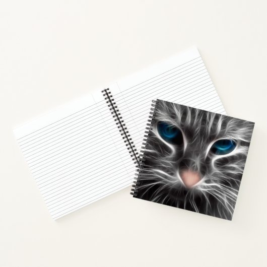 Geweldige blauwe ogen kat gezicht notitieboek (Binnen)