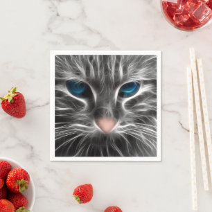 Geweldige blauwe ogen kat gezicht servet