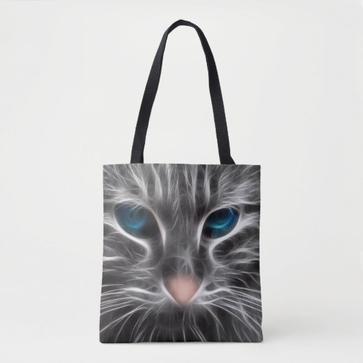 Geweldige Blauwe Ogen Kat Kop Tote Bag (Voorkant)