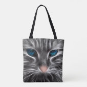 Geweldige Blauwe Ogen Kat Kop Tote Bag (Achterkant)