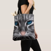 Geweldige Blauwe Ogen Kat Kop Tote Bag (Dichtbij)