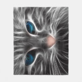 Geweldige blauwe ogen kattengezicht fleece deken (Voorkant)