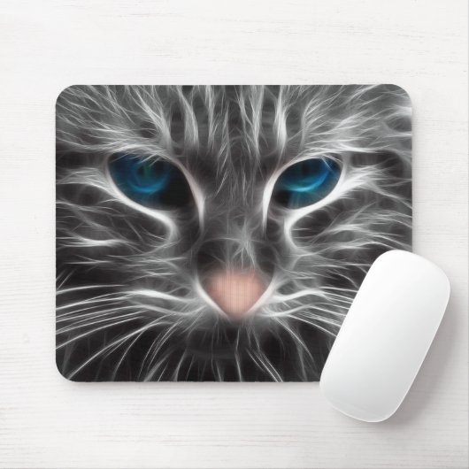 Geweldige blauwe ogen kattengezicht muismat (Met muis)