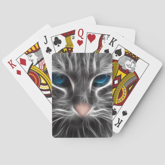 Geweldige blauwe ogen kattengezicht pokerkaarten (Achterkant)
