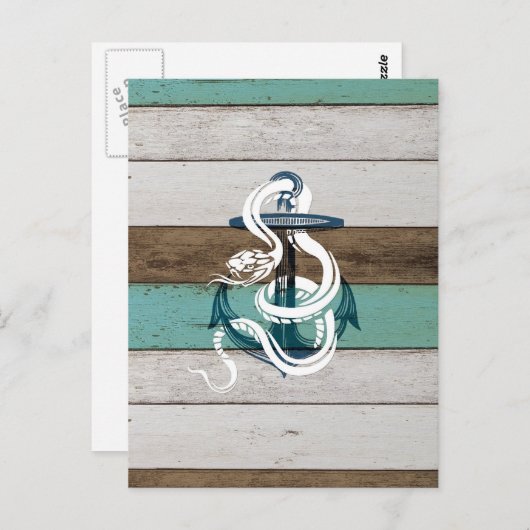 Geweldige  blauwe verankering witte slang briefkaart (Voorkant / Achterkant)