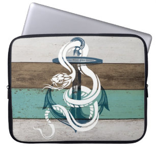 Geweldige  blauwe verankering witte slang laptop sleeve