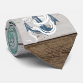 Geweldige blauwe verankering witte slang stropdas (Opgerold)