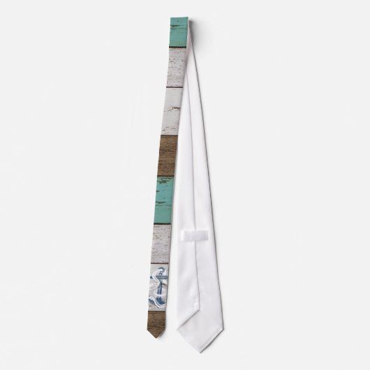 Geweldige  blauwe verankering witte slang stropdas (Achterkant)