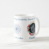 Geweldige blauwe vogel en Planten. Uniek en grappi Koffiemok (Voorkant rechts)