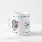 Geweldige blauwe vogel en Planten. Uniek en grappi Koffiemok (Voorkant links)