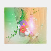 Geweldige bloemen en libellen fleece deken (Voorkant (Horizontaal))