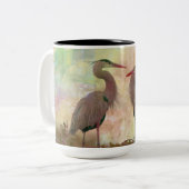 Geweldige Blue Heron Pair Digital Art Coffee Mok (Voorkant links)