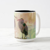 Geweldige Blue Heron Pair Digital Art Coffee Mok (Voorkant rechts)