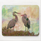 Geweldige Blue Heron Pair Digital Art Muismat (Voorkant)