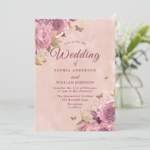 Geweldige blush Floral Waterverf Wedding Kaart