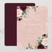 Geweldige blush Waterverf Burgundy Red Weddenschap Kaart (Voorkant / Achterkant)