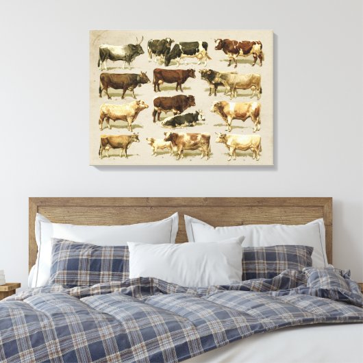 Geweldige boerderij gekleurde vee grafiek! canvas afdruk (Insitu (Slaapkamer))