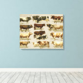 Geweldige boerderij gekleurde vee grafiek! canvas afdruk (Insitu (Houten vloer))