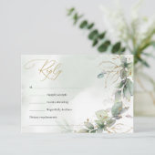 Geweldige boho groen gebladerte bladeren namaak go RSVP kaartje (Staand voorkant)