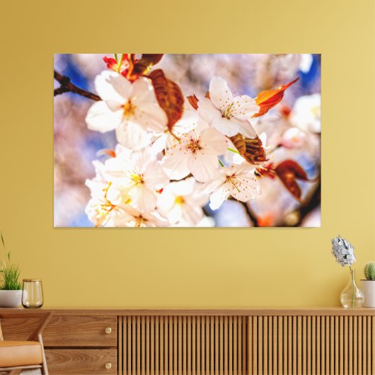 Geweldige bos kersenbloesems in de lente canvas afdruk (Insitu (Woonkamer))
