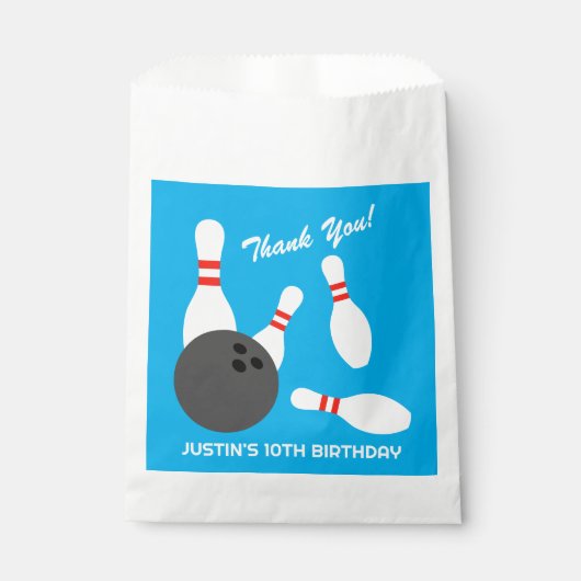 Geweldige bowling verjaardagsfeestje gunsttassen v bedankzakje (Voorkant)