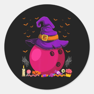 Geweldige Bowling Witch Pet Halloween Bowling Play Ronde Sticker