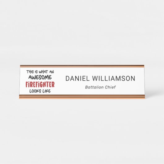 Geweldige brandweerman Grappige brandweerman Bureau Naambordje (Voorkant)