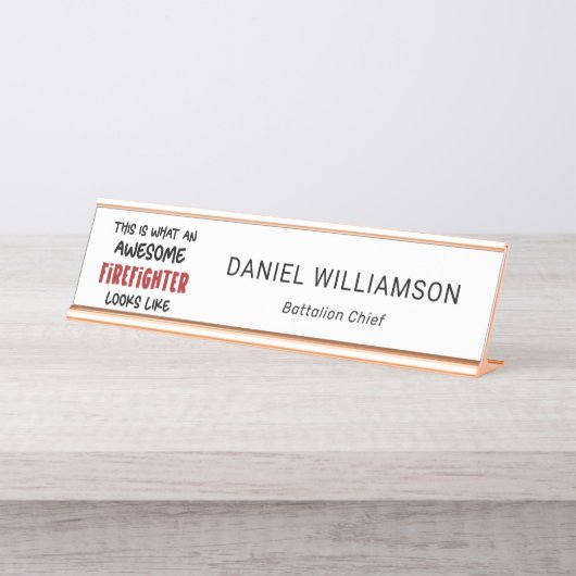 Geweldige brandweerman Grappige brandweerman Bureau Naambordje (Voorkant)