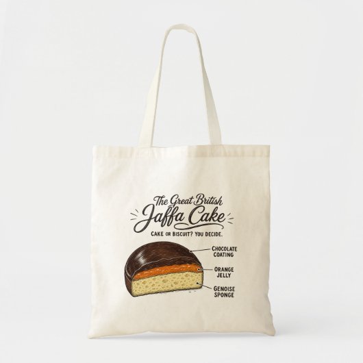 Geweldige Britse Jaffa Cake - Cake of Biscuit? Tote Bag (Voorkant)