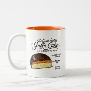 Geweldige Britse Jaffa Cake - Cake of Biscuit? Tweekleurige Koffiemok