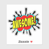 GEWELDIGE Burst Pop Art geel op rood 4-inch vinyl Sticker (Vel)