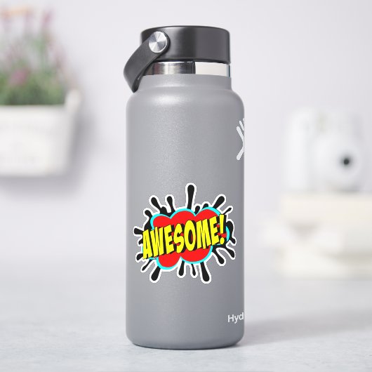 GEWELDIGE Burst Pop Art geel op rood 4-inch vinyl Sticker (HydroFlask)