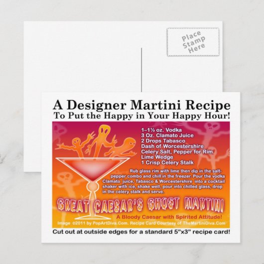 Geweldige Caesar's Ghost Halloween Martini Recept  Briefkaart (Voorkant / Achterkant)