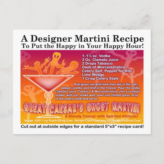 Geweldige Caesar's Ghost Halloween Martini Recept  Briefkaart (Voorkant)