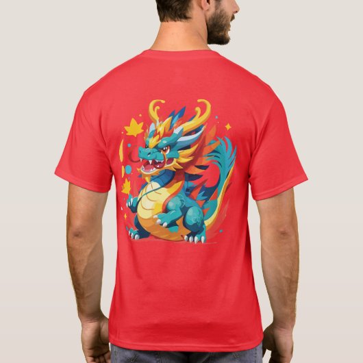 Geweldige Cartoon Dragon T-shirt (Achterkant)