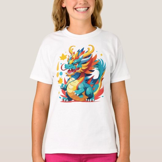 Geweldige Cartoon Dragon T-shirt (Voorkant)