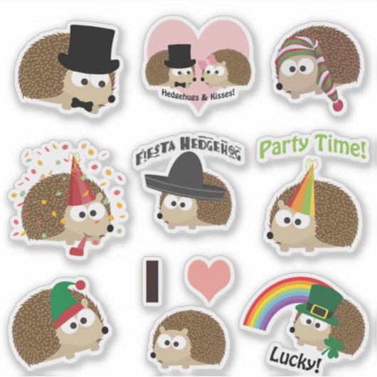 Geweldige Cartoon Egels Sticker Set (Voorkant)