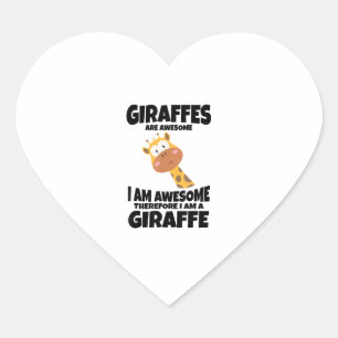 Geweldige Cartoon Ik ben een Giraffe Shirt voor Gi Hart Sticker