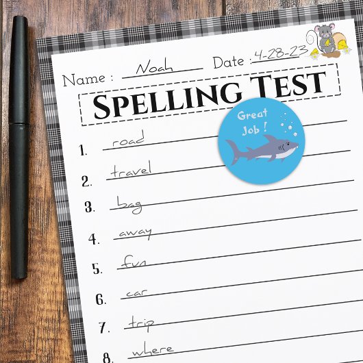 Geweldige Cartoon Shark Blue Reward Stickers