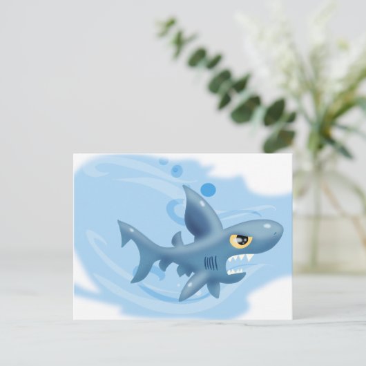 Geweldige Cartoon Shark Briefkaart (Staand voorkant)