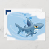 Geweldige Cartoon Shark Briefkaart (Voorkant / Achterkant)