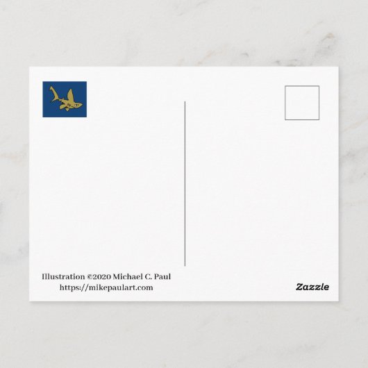 Geweldige Cartoon Shark Briefkaart (Achterkant)