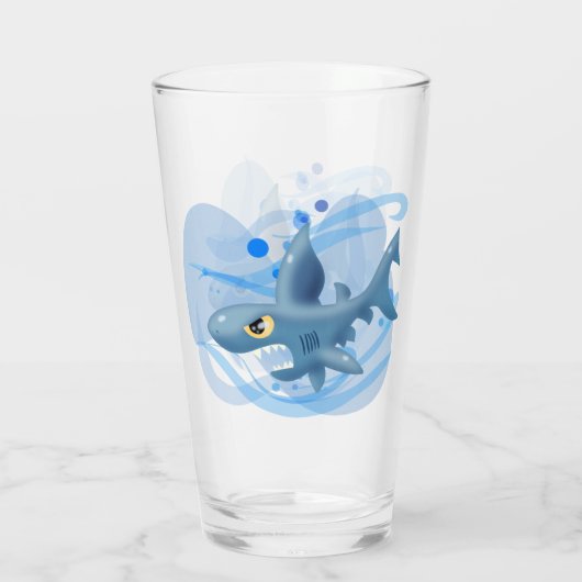 Geweldige Cartoon Shark Glas (Achterkant)